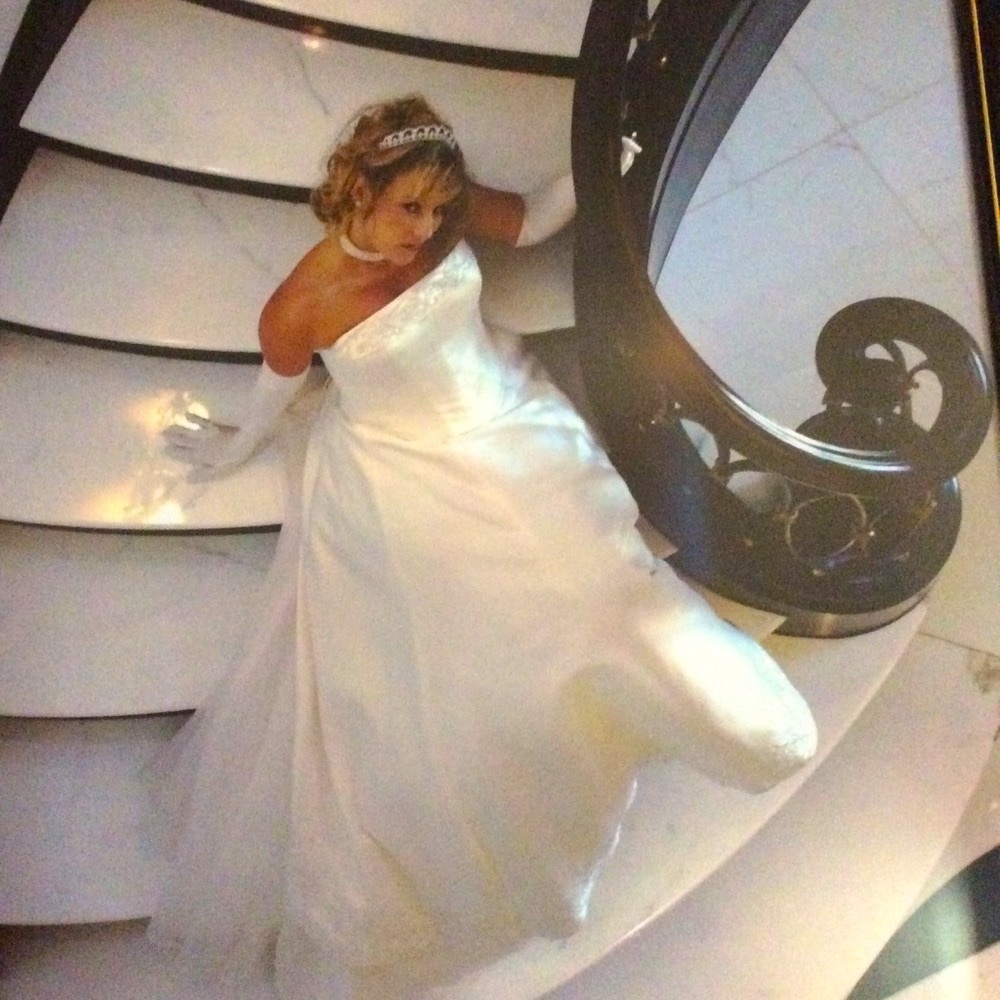 Two piece wedding dress corset top A line skirt.